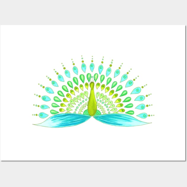Turquoise and lime green mandala peacock Wall Art by Home Cyn Home 